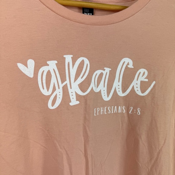 Grace Ephesians 2:8 Womans Peach Tshirt Size XL - Picture 3 of 6